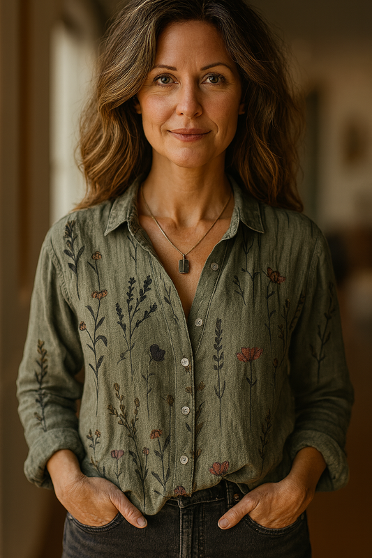 Damesblouse met bloemenprint en pofmouwen