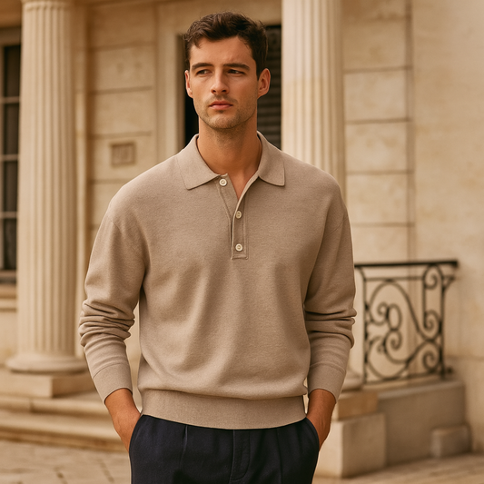 Heren top met klassieke kraag en knoopsluiting